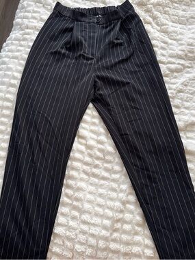 H&M Black Pinstripe Tapered Dress Pants
